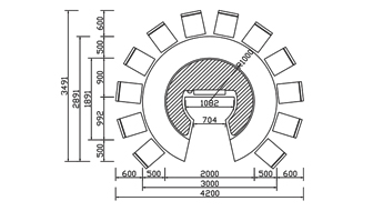 圆形铁板烧CAD规格图