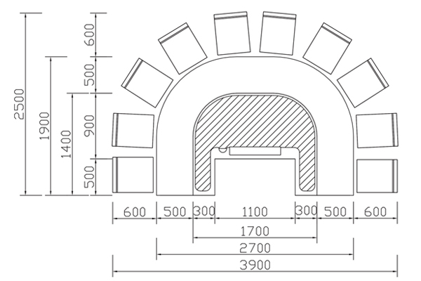 拱形铁板烧设备CAD规格图