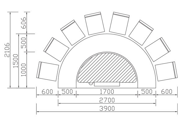 半圆形铁板烧CAD规格图