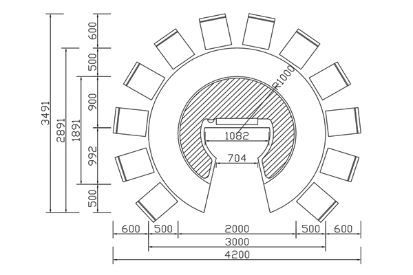 圆形铁板烧CAD规格图