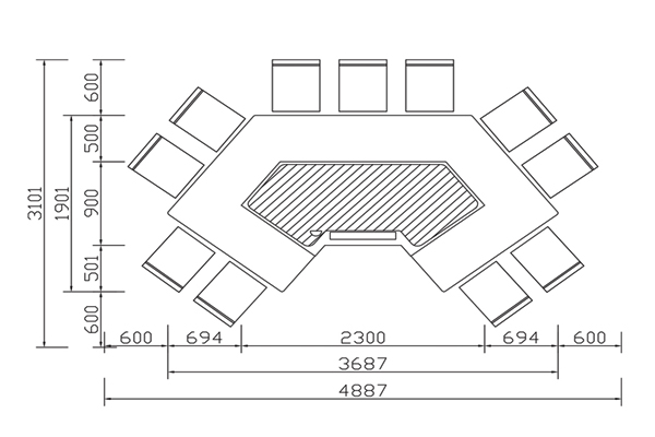 马蹄形铁板烧CAD规格图