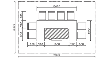 长方形铁板烧设备CAD规格图